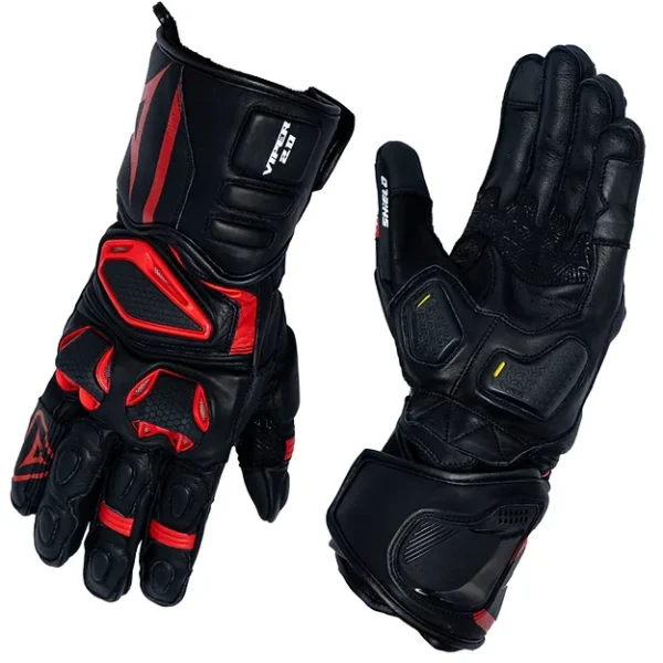 SHIELD VIPER 2.0 FULL GAUNTLET GLOVES BLACK RED