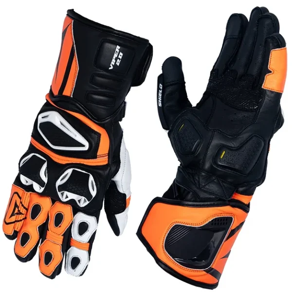 SHIELD VIPER 2.0 FULL GAUNTLET GLOVES WHITE ORANGE