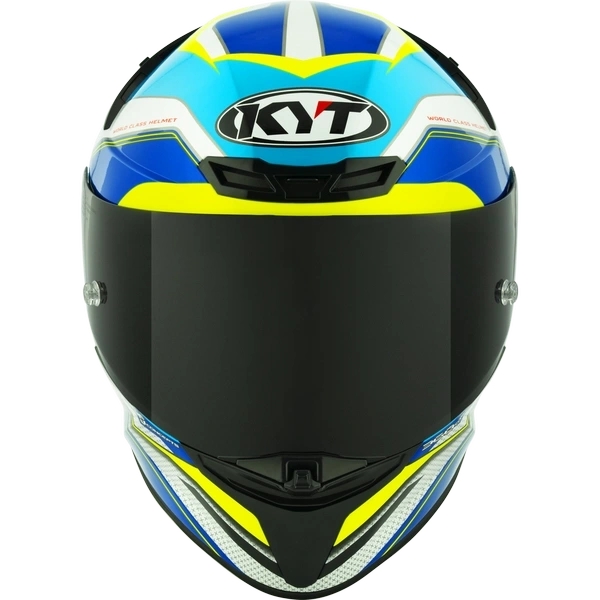 KYT TT-REVO Grand Prix White Light Blue Helmet