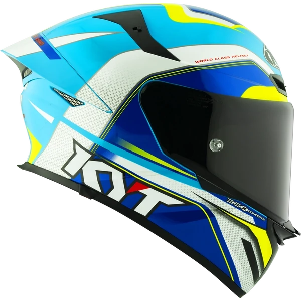 KYT TT-REVO Grand Prix White Light Blue Helmet