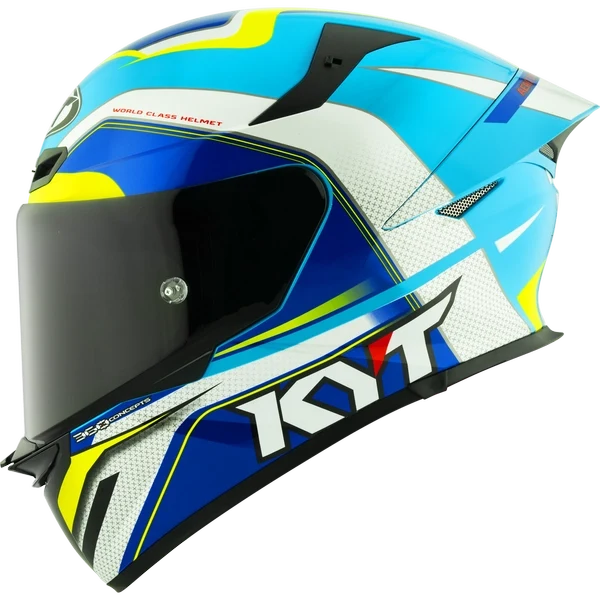 KYT TT-REVO Grand Prix White Light Blue Helmet